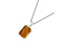 ZYMIADOU Collier avec pendentif géométrique moderne en acier inoxydable pour homme avec pierres naturelles rectangulaires, accessoire pour tous les jours, taille unique, Comme décrit, Comme décrit.