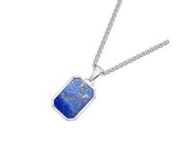 ZYMIADOU Collier avec pendentif géométrique moderne en acier inoxydable pour homme avec pierres naturelles rectangulaires, accessoire pour tous les jours, taille unique, Comme décrit, Comme décrit.