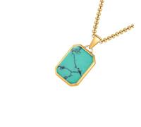 ZYMIADOU Collier avec pendentif géométrique moderne en acier inoxydable pour homme avec pierres naturelles rectangulaires, accessoire pour tous les jours, taille unique, Comme décrit, Comme décrit.