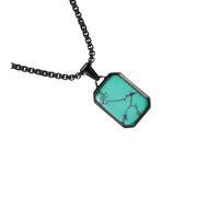 ZYMIADOU Collier avec pendentif géométrique moderne en acier inoxydable pour homme avec pierres naturelles rectangulaires, accessoire pour tous les jours, taille unique, Comme décrit, Comme décrit.