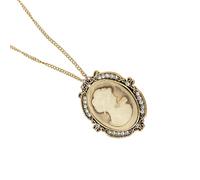 ZYMIADOU Collier vintage avec pendentif camée en strass en cristal, bijoux vintage pour les vacances, bijoux multi-fonctionnels en alliage, pendentif décoré en cristal, taille unique, Comme décrit