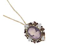 ZYMIADOU Collier vintage avec pendentif camée en strass en cristal, bijoux vintage pour les vacances, bijoux multi-fonctionnels en alliage, pendentif décoré en cristal, taille unique, Comme décrit