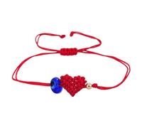 ZYMIADOU Corde rouge avec perles bleues en forme de cœur tissé à la main - Accessoire spirituel unisexe - Breloque faite à la main, taille unique, Comme décrit