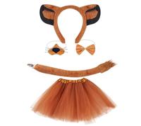 ZYMIADOU Costume de cosplay pour animaux - Cerceau en peluche - Queue en peluche - Nœud papillon - Oreilles de lion - Bandeau en maille - Gants pour fêtes - Bandeau - Queue en peluche - Nœud papillon