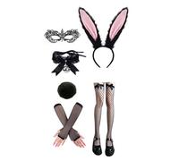 ZYMIADOU Costume de lapins pour femme avec serre-tête, nœud papillon, poignets et queue, accessoires pour Pâques, Halloween, cosplay, fête de Pâques