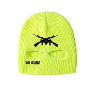 ZYMIADOU Demi-casque de ski militaire à 2 trous unisexe noir pour temps froid réglable coupe-vent protection UV capuche tricot, jaune fluo, Taille unique