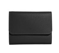 ZYMIADOU Élégant portefeuille court pour femme, grand espace, poche multifonctionnelle pour cartes, espèces et pièces de monnaie, petit sac à main en cuir synthétique pour tous les jours, Noir