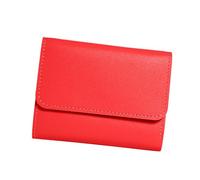 ZYMIADOU Élégant portefeuille court pour femme, grand espace, poche multifonctionnelle pour cartes, espèces et pièces de monnaie, petit sac à main en cuir synthétique pour tous les jours, Rouge