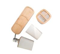 ZYMIADOU Ensemble complet de 4 pièces pour salle de bain - Porte-brosse à dents en bois - Distributeur de savon liquide pour les mains - Ensemble de rangement de