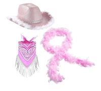 ZYMIADOU Ensemble de chapeau de fête, bandana, écharpe, strass élégants, rappeur, spectacles de scène, costume de cowgirl, a, taille unique