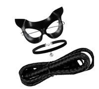 ZYMIADOU Ensemble fouet noir pour femme et fille avec clochettes pour Halloween, cosplay, costume noir