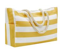 ZYMIADOU Grand sac fourre-tout de plage pour femme, imperméable, anti-sable, sac de piscine, vacances, sac de voyage multifonctionnel pour femme avec pochette à bagages, taille L, jaune, One Size