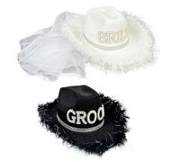 ZYMIADOU Jeweled Chapeaux de marié Panama Chapeau Bandana Lunettes de Soleil Ensemble Surprise Fille Garçons Chapeau de mariée pour enterrement de vie de jeune fille Chapeaux Cowgirl Chapeaux Femme
