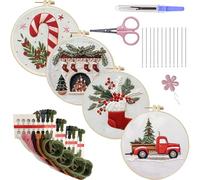 ZYMIADOU Kit de démarrage de broderie de Noël avec cerceau de croix pour femme