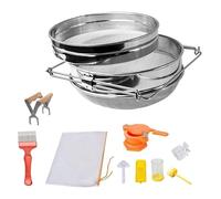 ZYMIADOU Kit d'outils d'apiculture double tamis pour la récolte des miels pour apiculteurs, décapsulage, porte de fourche, sacs filtrants