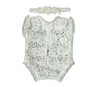 ZYMIADOU Lot de 2 accessoires de photographie pour nouveau-né - Bandeau en dentelle - Barboteuse - Tenue photo pour bébé - Ensemble de coiffe et body