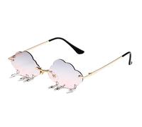 ZYMIADOU Lunettes de soleil élégantes avec nuages - Sans cadre - Lunettes de soleil tendance - Style hipster, plage, Gris sur le dessus et poudré