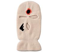 ZYMIADOU Mode complet 3 trous Ski Knit Adulte brodé Chaud Tricot Full pour Sports de plein air Casquettes tricotées pour hommes pour femmes filles Bonnets à franges pour bébé garçon Caplet pour fille