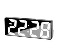 ZYMIADOU Réveil contemporain à piles/USB avec finition miroir, affichage LED surdimensionné, paramètres de température, horloge LED pour étudiants