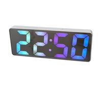 ZYMIADOU Réveil contemporain à piles/USB avec finition miroir, affichage LED surdimensionné, paramètres de température, horloge LED pour étudiants