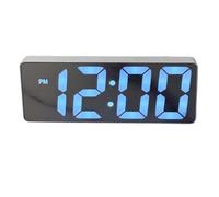 ZYMIADOU Réveil contemporain à piles/USB avec finition miroir, affichage LED surdimensionné, paramètres de température, horloge LED pour étudiants