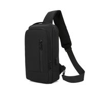 ZYMIADOU Sac à bandoulière anti-vol avec mot de passe sac à dos décontracté bandoulière poitrine voyage sport mode sacs à bandoulière pour hommes, Noir pur, One Size