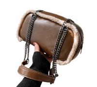 ZYMIADOU Sac à bandoulière d'hiver tendance pour femme en polyuréthane - Couleur unie - Stockage de température ambiante, marron, One Size