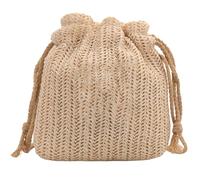 ZYMIADOU Sac à bandoulière en paille tissée pour femme - Pour vacances à la plage, vintage, crochet tricoté - Petit sac seau avec cordon de serrage, beige, One Size