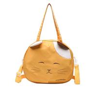 ZYMIADOU Sac à bandoulière en toile pour femme - Grande capacité - Motif chats mignons - Messager d'école - Pour un usage quotidien - Motif chats de dessin animé - Grande capacité, Grand jaune, One