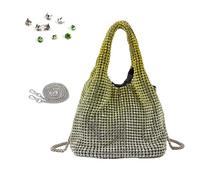 ZYMIADOU Sac à main complet pour femme avec strass - En forme de seau - Sac à bandoulière pour fête, bal de fin d'année, cocktail, sac à main à strass, Jaunissement rapide, One Size