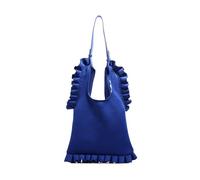 ZYMIADOU Sac à main coréen à volants pour femme - Couleur unie vive - Grande capacité - Sac à main à bandoulière - Bordure plissée, bleu, One Size