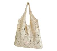 ZYMIADOU Sac à main en tricot creux pour femme, grande capacité, sac à bandoulière décontracté, voyage, shopping, sac de plage, sac à main tendance, abricot, One Size