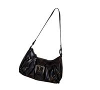 ZYMIADOU Sac à main plissé en cuir synthétique pour femme, demi-lune, tendance, sac à main plissé pour les aisselles assorties, pour femme, sac à main en cuir PU, poignée supérieure, marron foncé, One