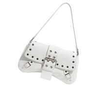 ZYMIADOU Sac à main sophistiqué pour femme clouté en cuir PU Sac à bandoulière tendance sous les bras pour diverses occasions Sac à main multifonction, blanc, One Size