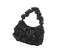 ZYMIADOU Sac à main tendance en satin pour femme Motif roses, Noir , One Size