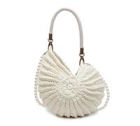 ZYMIADOU Sac de plage tendance pour femme - Bandoulière tendance - Coquillages - Sac à main tissé à la main - Messagers tissés à la main pour tous les jours - Sac à main élégant pour femme, Lait blanc
