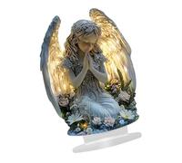 ZYMIADOU Sculpture d'ange priant en acrylique - Figurines de guérison - Statues d'anges - Ornement de bureau - Décoration de maison - Cadeau de pendaison de crémaillère - Figurine de gardien