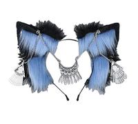 ZYMIADOU Serre-tête ethnique en forme d'oreilles de renard avec chaîne frontale - Décoration de cheveux pour adulte - Diffusion en direct - Accessoire de fête de Pâques pour femme - Joli animal de