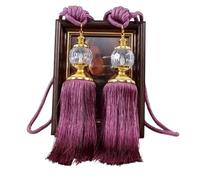 Zymjzbetic 2PCS Retro Style Faux Crystal Tassels Fringe Curtain Tieback Rope Window Drapes Decoration pour la décoration intérieure(Dark Purple)
