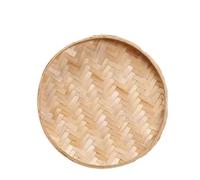 Zymjzbetic 4 Sizes Hand-Woven Bamboo Sieve Hand-Painted Bamboo Raft Round Dustpan DIY Decorative Fruit Bread Basket pour l'organisation de la Maison(36cm)