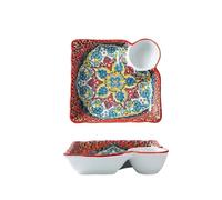 Zymjzbetic Assiette à raviolis en céramique Assiette à raviolis avec sauce, en céramique, for la maison, idéale for les petits-déjeuners et fruits(Color 3)