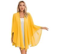 Zymjzbetic Châle pour robe de mariée Veste Capes légère en mousseline de soie for femmes, accessoires soirée, mariage, enveloppes mariée, robe châle(Yellow)