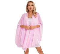 Zymjzbetic Châle pour robe de mariée Veste Capes légère en mousseline de soie for femmes, accessoires soirée, mariage, enveloppes mariée, robe châle(Pink)