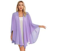 Zymjzbetic Châle pour robe de mariée Veste Capes légère en mousseline de soie for femmes, accessoires soirée, mariage, enveloppes mariée, robe châle(Light Purple)