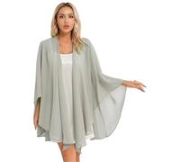 Zymjzbetic Châle pour robe de mariée Veste Capes légère en mousseline de soie for femmes, accessoires soirée, mariage, enveloppes mariée, robe châle(Silver)