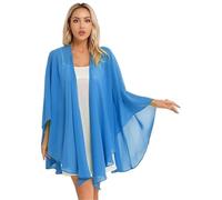 Zymjzbetic Châle pour robe de mariée Veste Capes légère en mousseline de soie for femmes, accessoires soirée, mariage, enveloppes mariée, robe châle(Blue2)