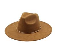 Zymjzbetic Chapeau Fedora en daim for femme, large bord de 9,5 cm, style cercle, for homme, automne-hiver, jazz, église pour Beach Party Outdoor(Khaki suede)