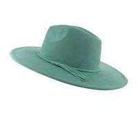Zymjzbetic Chapeau haut-de-forme en daim à large bord de 9,5 cm for homme et femme, style fedora, idéal for l'automne l'hiver, jazz ou église classique pour Beach Party Outdoor(Green)