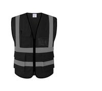 Zymjzbetic Gilet de sécurité Gilet de signalisation couleur vive, gilet travail for la construction et les levés topographiques(Black,XL)