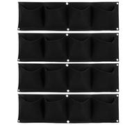 Zymjzbetic Lot de 4 Sacs Culture muraux réutilisables en Feutre for Plantes, Accessoires Jardinage, jardinières suspendues pour Les Plantes, Les Fleurs(Black)